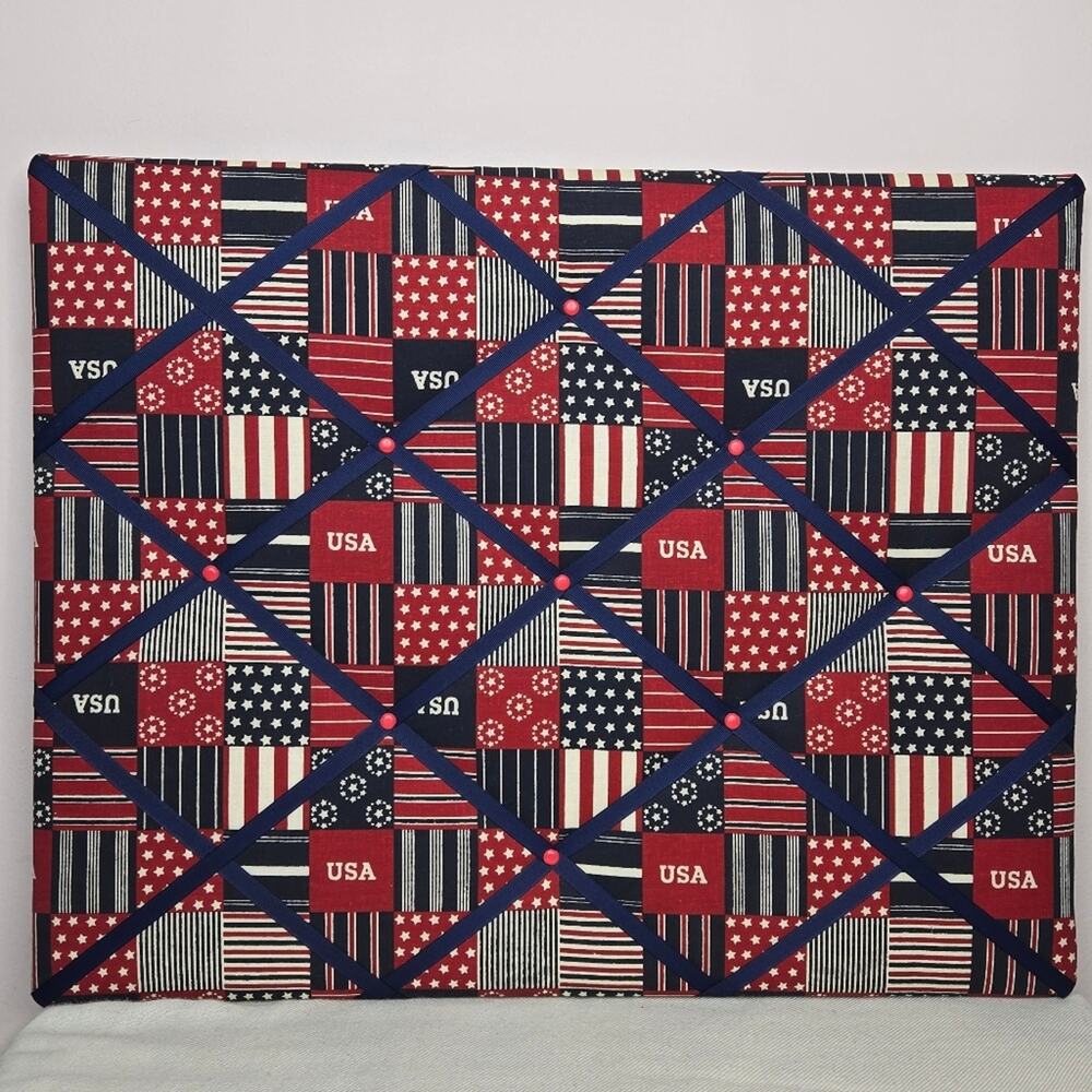 Patriotic Americana French Memo Board Handmade In VT 16x20in NWOT